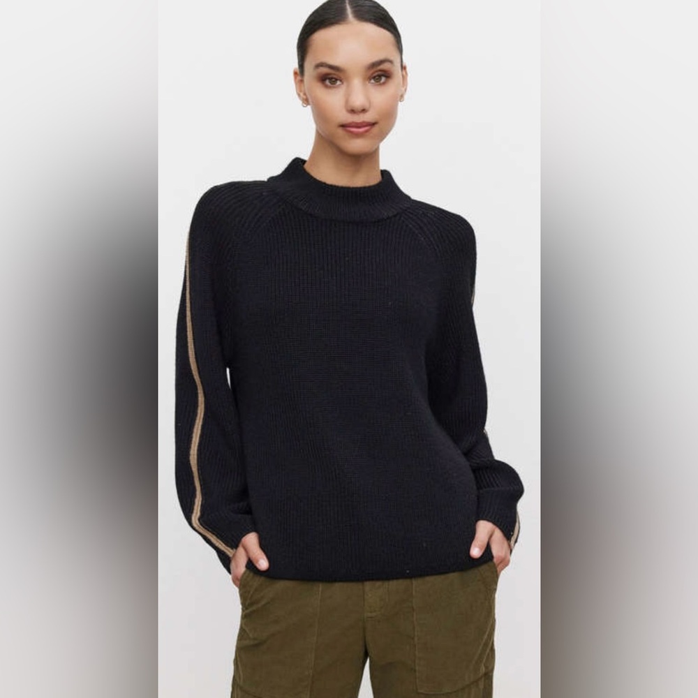 Velvet Graham & Spencer Women’s Pullover knit sweater wool blend XL Black Camel